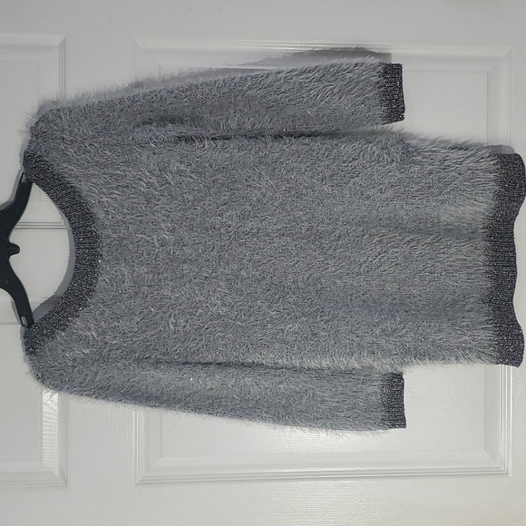 Bebe Sweater Tunic So Soft Fuzzy Glitter Stretch Small Like New - Picture 6 of 9